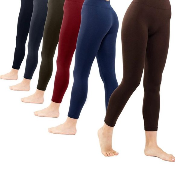 Hot 6 Pack! Women’s Fleece Lined Leggings High Waist Soft Stretchy Warm Assorted - Picture 10 of 14